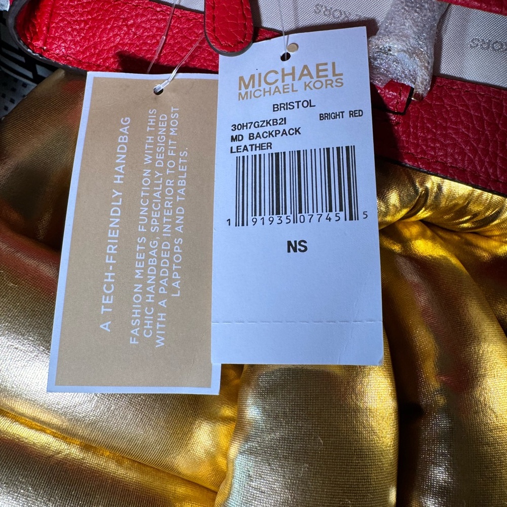 Michael Kors Red Studded Backpack - Picture 11 of 11